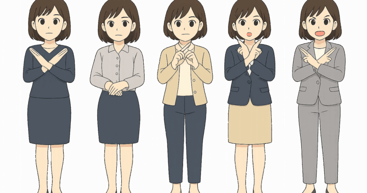 バッテンポーズ女性のイラスト