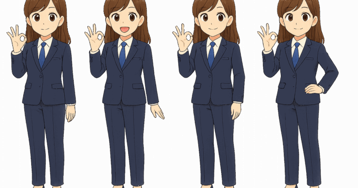 OKポーズの女性イラスト