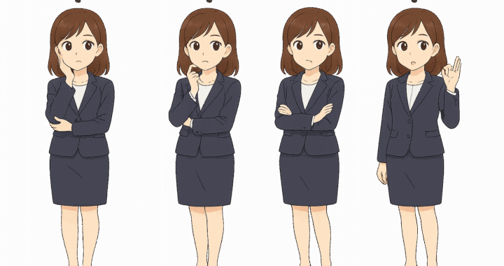 はて？考えるビジネスウーマンのイラスト