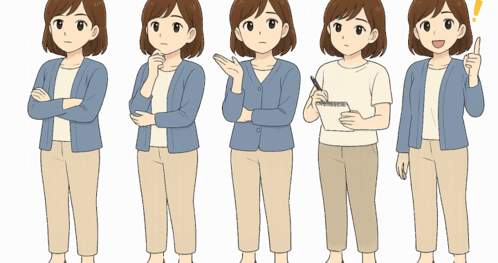 考え事をする女性のイラスト