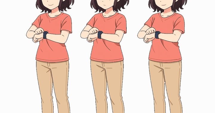 スマートウォッチを見る女性のイラスト