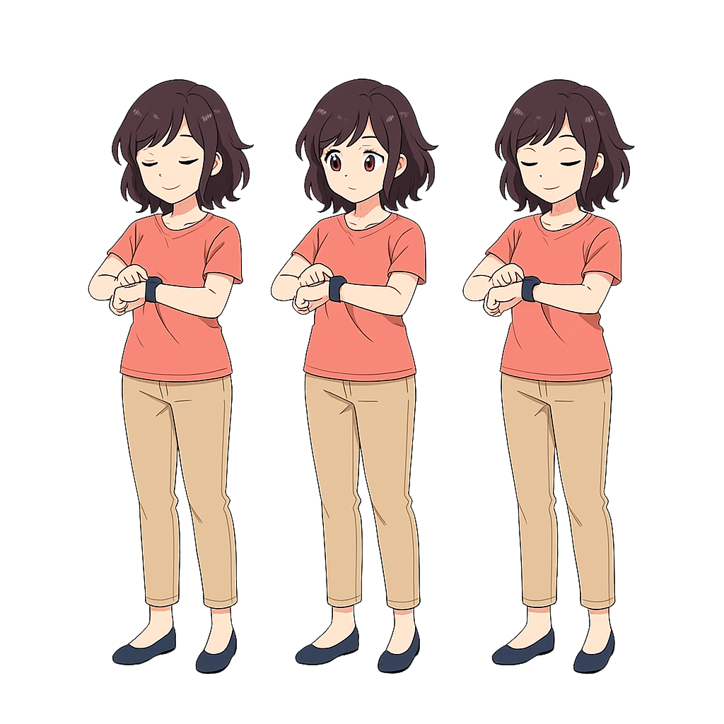 スマートウォッチを見る女性のイラスト