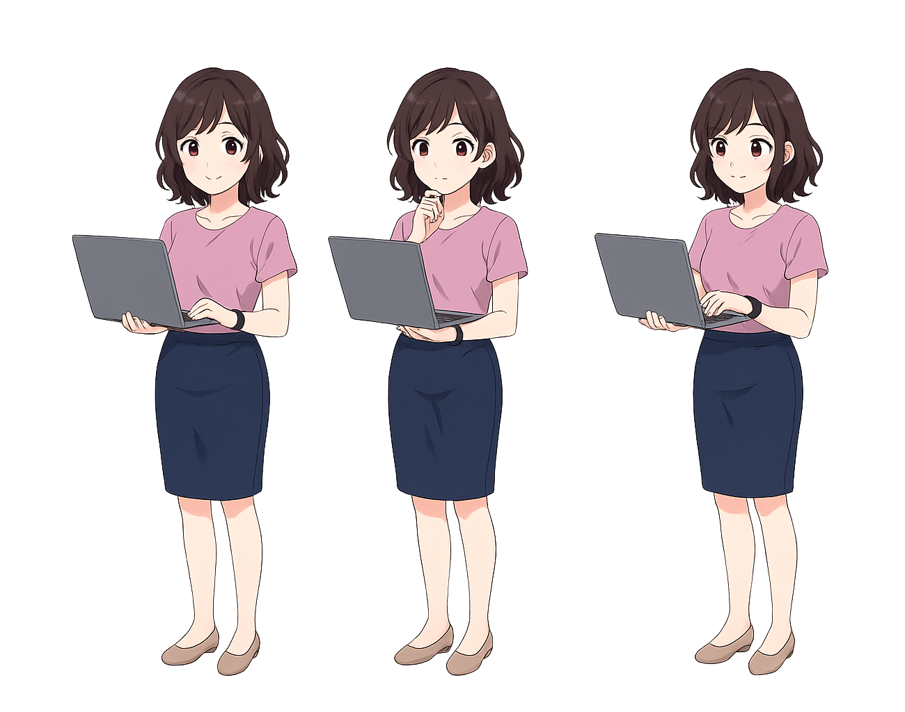 ノートPCを見る女性