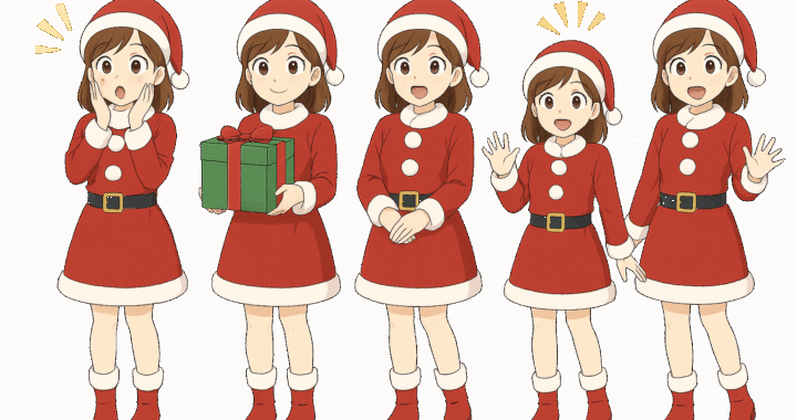 サンタコスチュームの女性イラスト