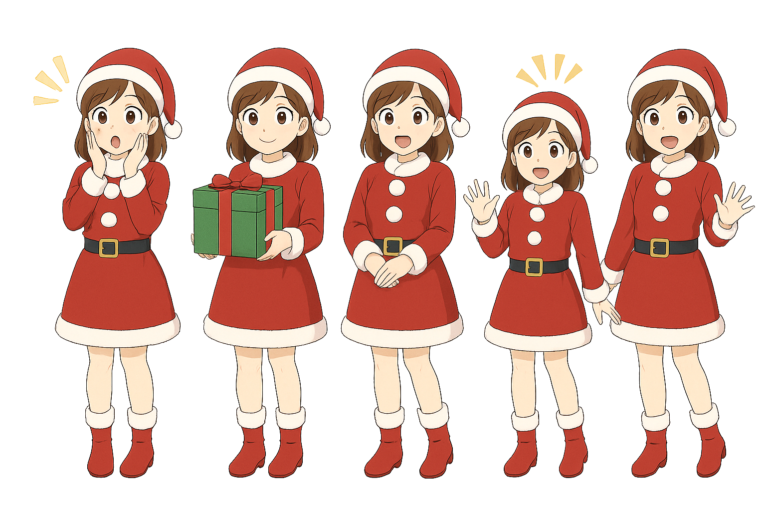 サンタコスチュームの女性イラスト