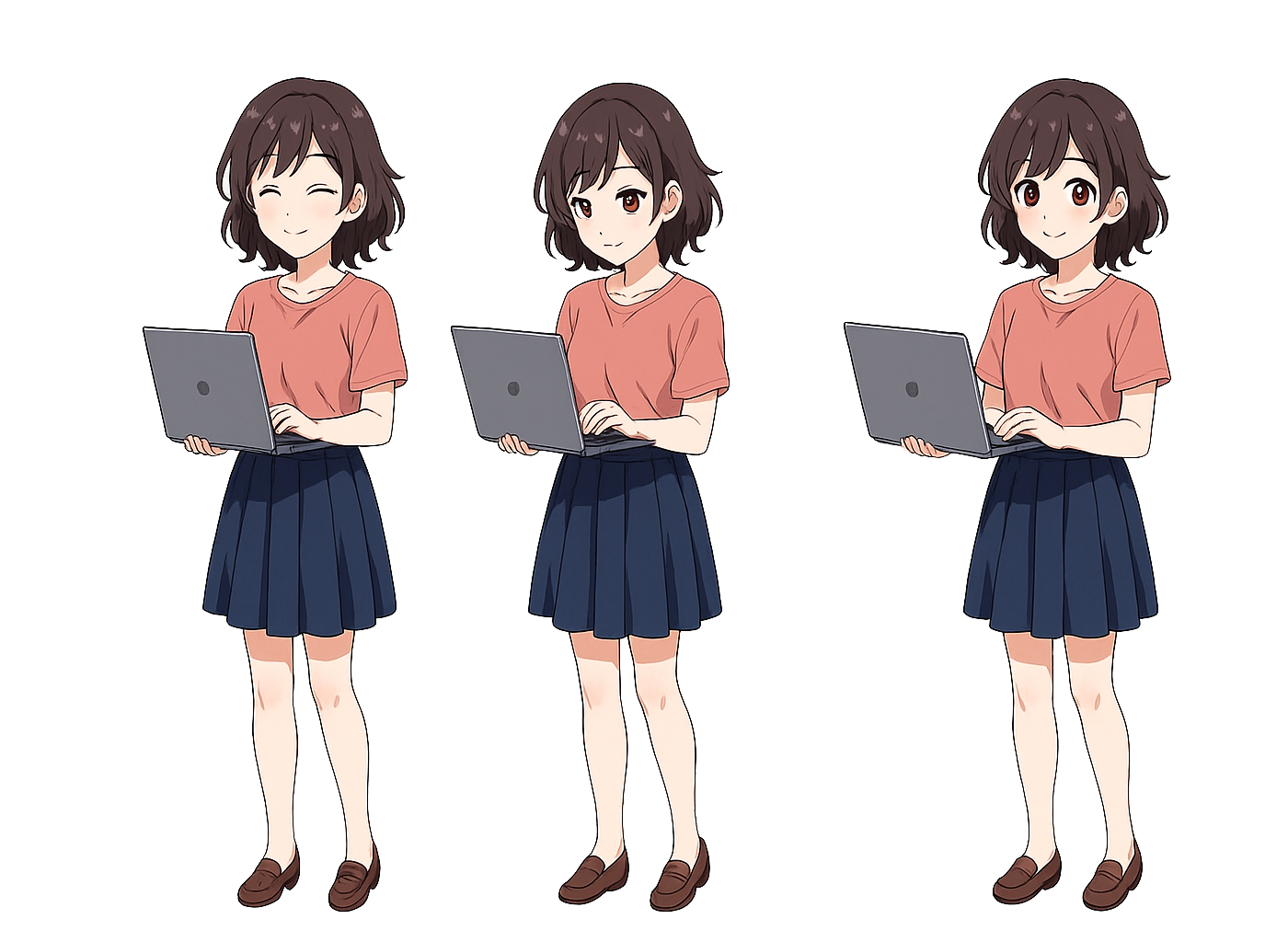 ノートPCを見る女性のイラスト