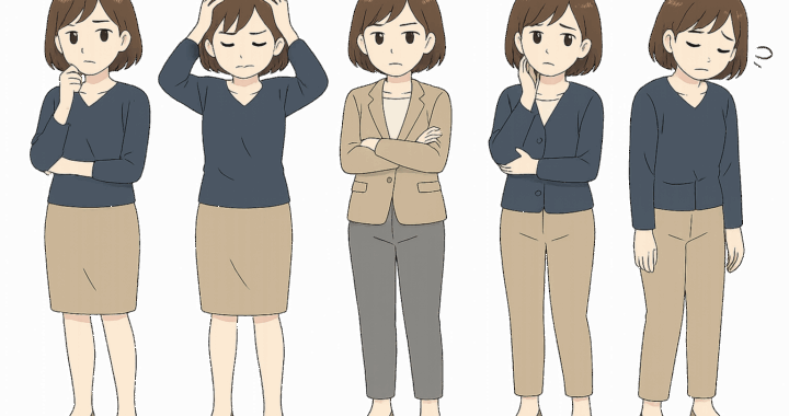 悩む女性のイラスト
