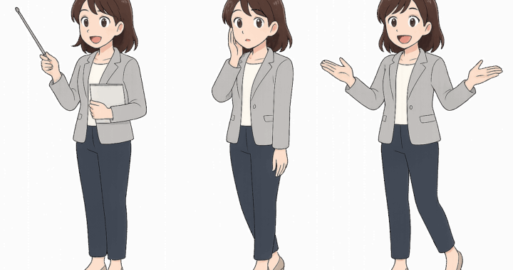 説明する女性のイラスト