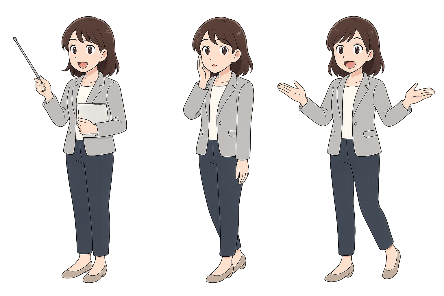 説明する女性のイラスト