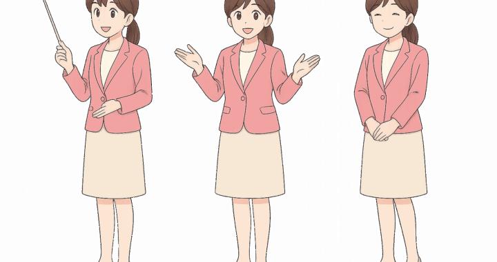 説明する女性のイラスト