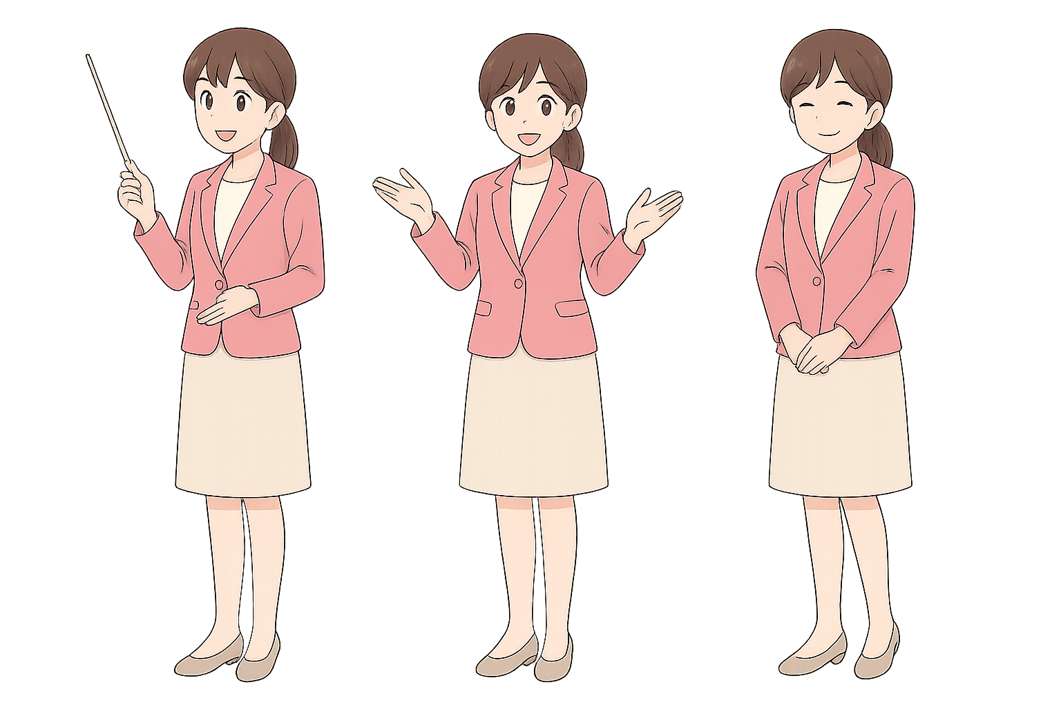 説明する女性のイラスト