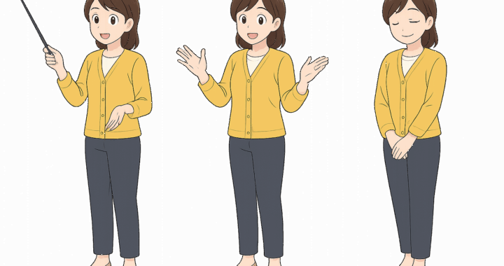 説明する女性のイラスト