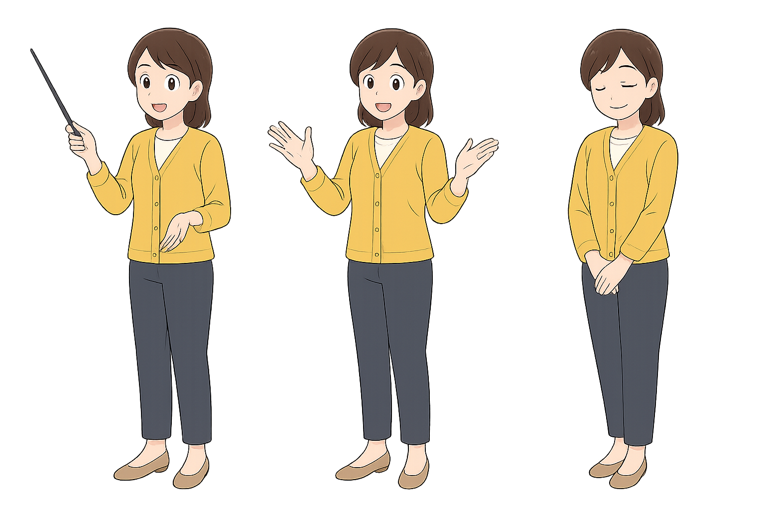 説明する女性のイラスト