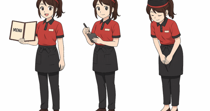 ファミリーレストラン店員のイラスト