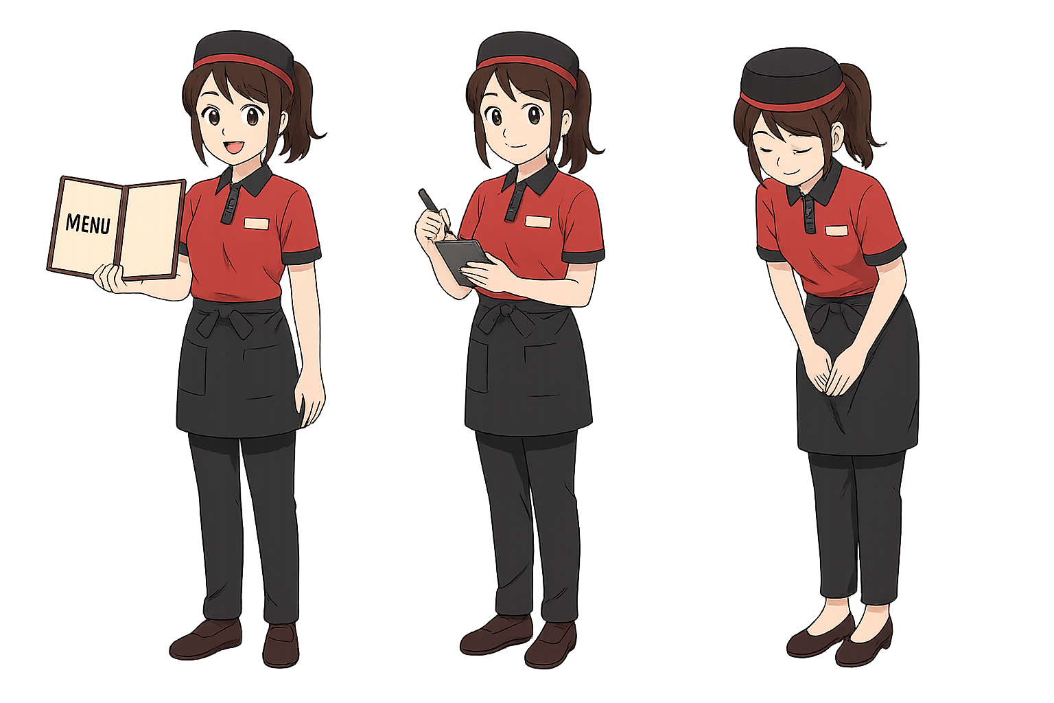 ファミリーレストランの店員のイラスト