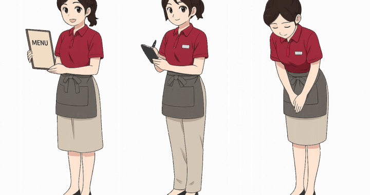 ファミリーレストラン店員のイラスト