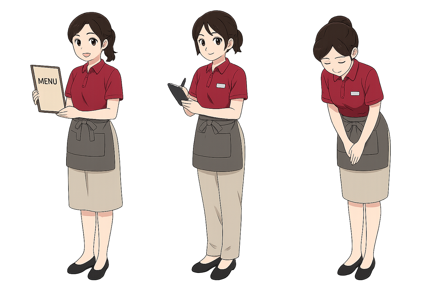 ファミリーレストランの店員のイラスト