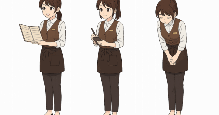 ファミリーレストラン店員のイラスト