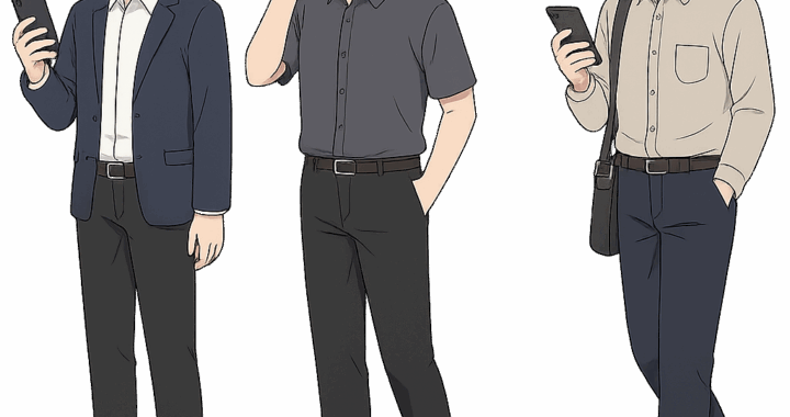 スマホを操作・通話する男性のイラスト