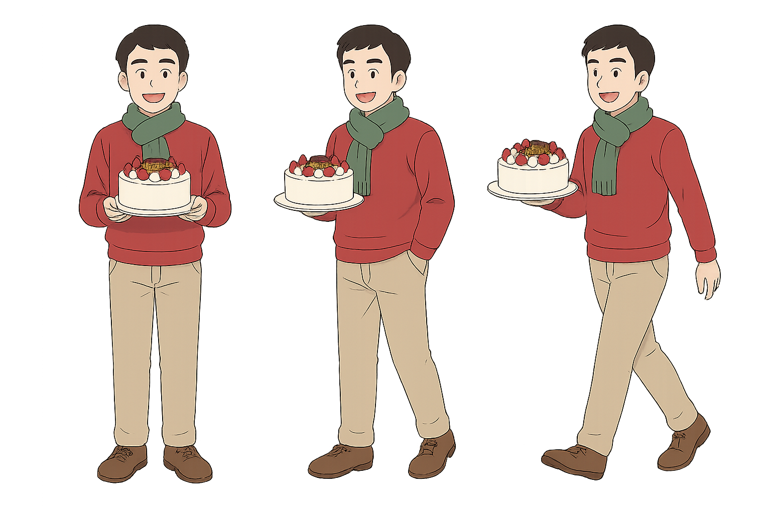 クリスマスケーキを持つ男性