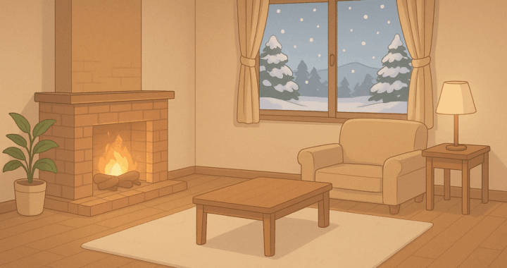 冬の室内風景のイラスト