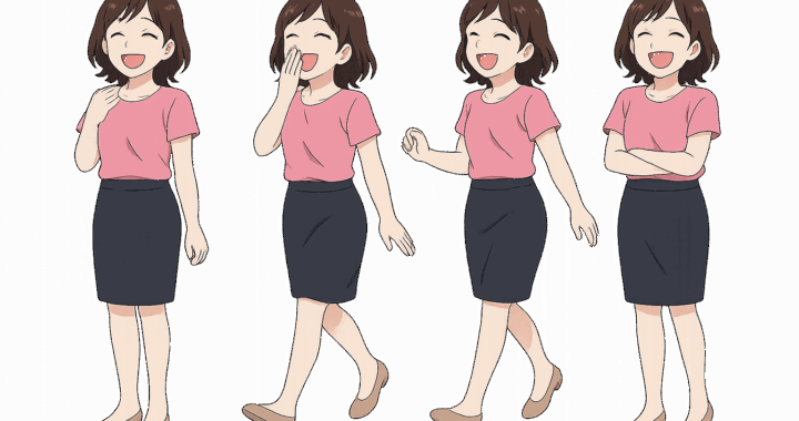 笑う女性のイラスト