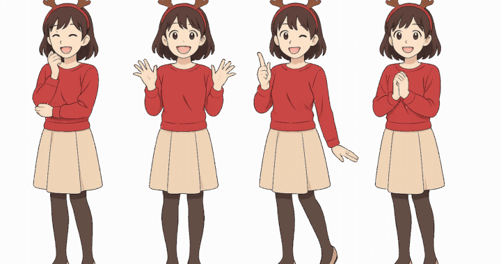 トナカイカチューシャをつけた女性のイラスト