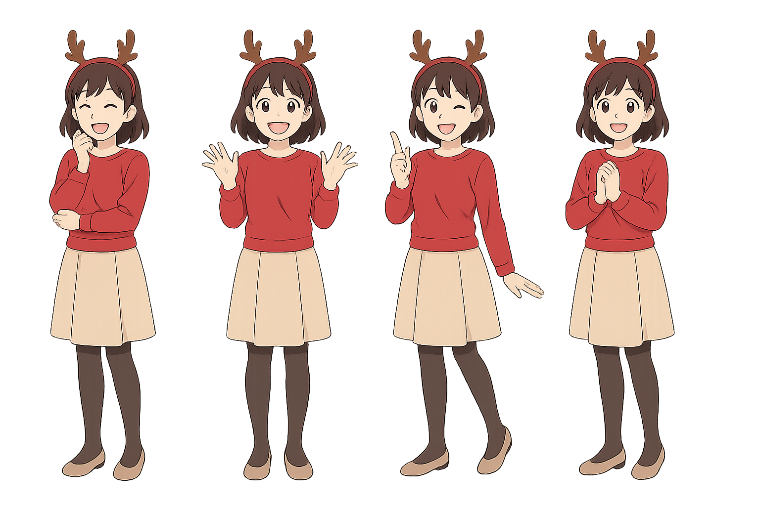 トナカイカチューシャをつけた女性