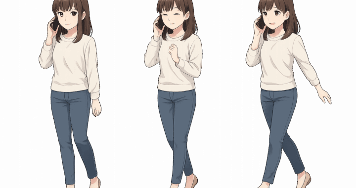 スマホで通話する女性のイラスト