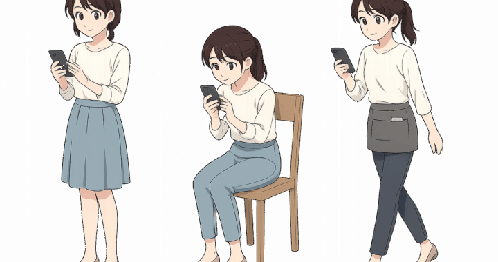 スマホを操作する女性のイラスト