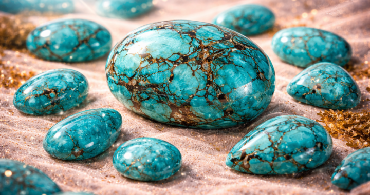 12月の誕生石ターコイズ（トルコ石）のイラスト